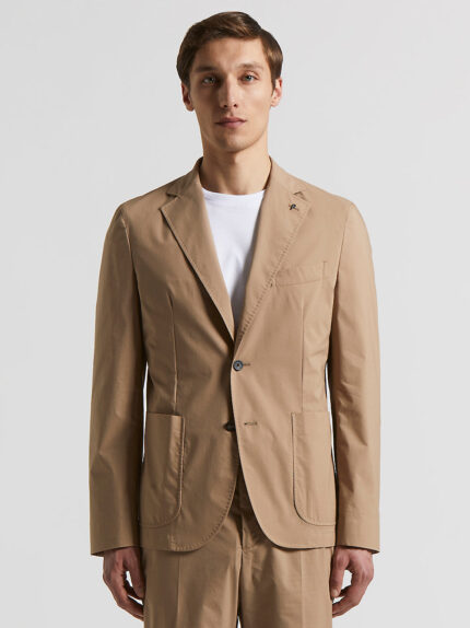 Peserico - Single-breasted blazer in stretch cotton - Beige