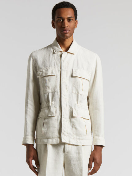 Peserico - Pure linen Sahara jacket - Quartz sand
