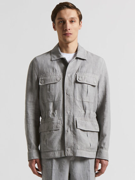 Peserico - Pure linen Sahara jacket - Lunar gray