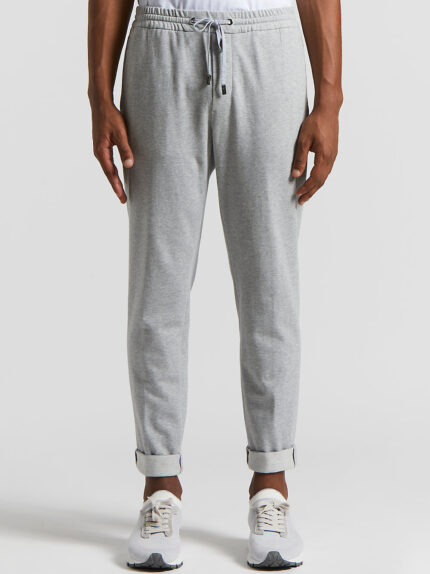 Peserico - Soft cotton fleece jersey jogger trousers - Steel