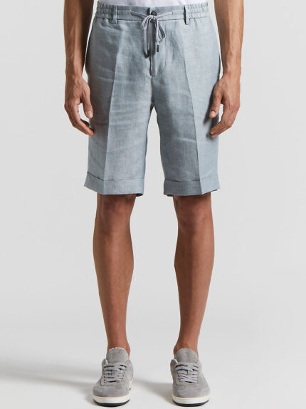 Peserico - Ermenegildo Zegna linen chevron Bermuda shorts - Saline blue