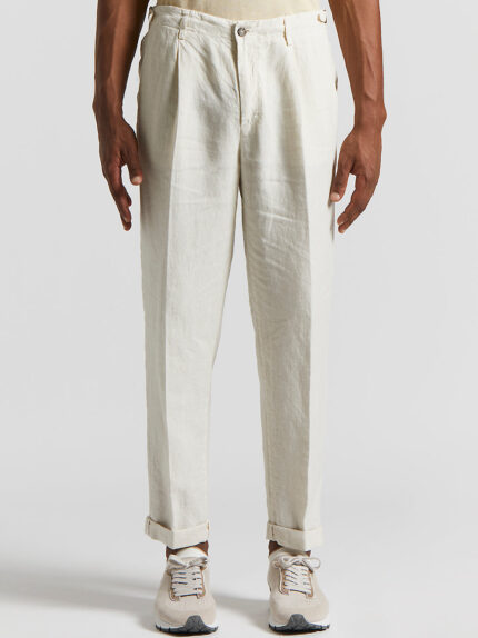 Peserico - Pure linen trousers - Quartz sand