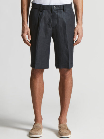 Peserico - Pure linen gabardine Bermuda shorts - Space blue