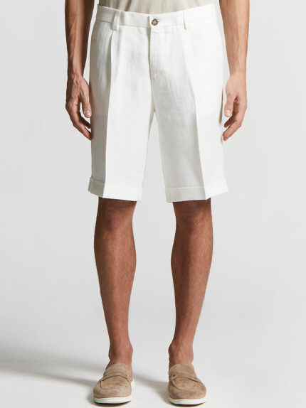 Peserico - Pure linen gabardine Bermuda shorts - Cloud white