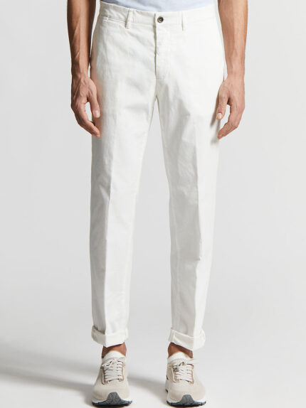 Peserico - Stretch cotton gabardine chino trousers - Cloud white