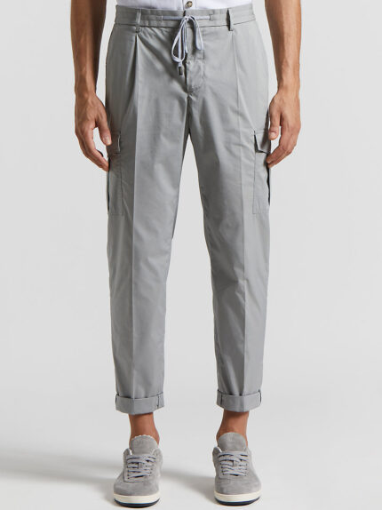 Peserico - Lightweight stretch cotton jogger trousers - Lunar gray