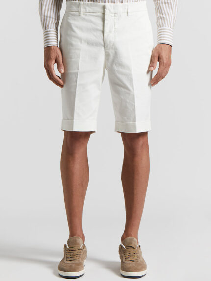 Peserico - Stretch cotton gabardine Bermuda shorts - Cloud white