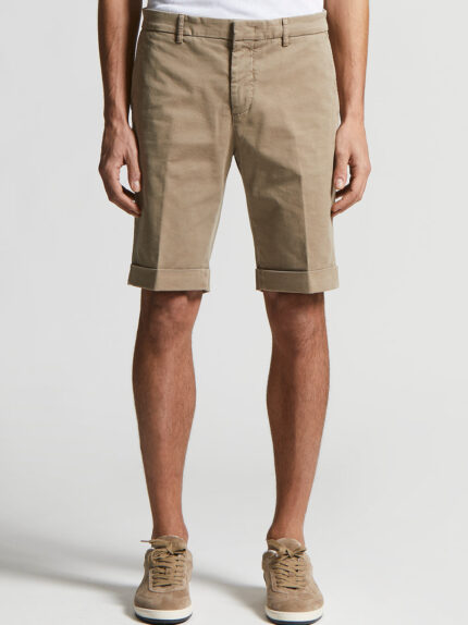 Peserico - Stretch cotton gabardine Bermuda shorts - Clay