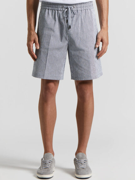 Peserico - Stretch cotton seersucker shorts - Space blue