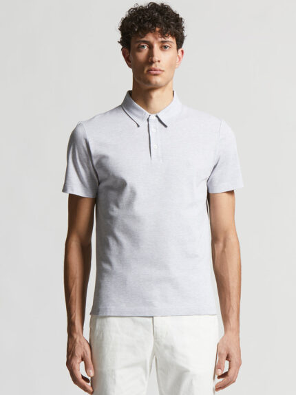 Peserico - Cotton melange jersey piqué polo shirt - Lunar gray