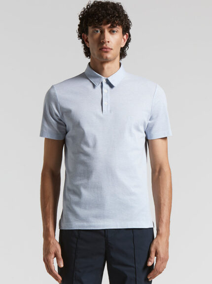 Peserico - Cotton melange jersey piqué polo shirt - Sky blue