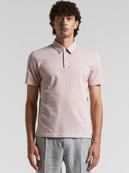 Peserico - Cotton melange jersey piqué polo shirt - Powder pink