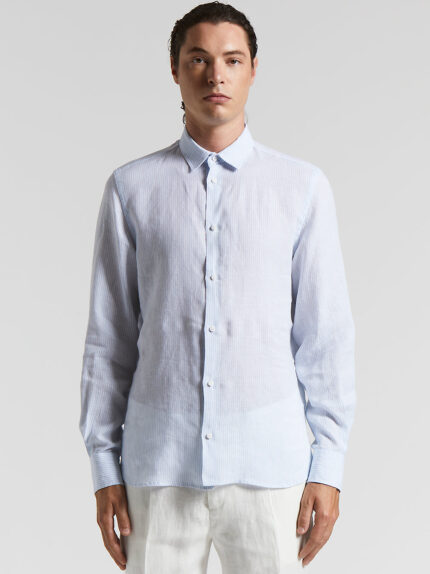 Peserico - Lightweight pure linen shirt - Sky blue