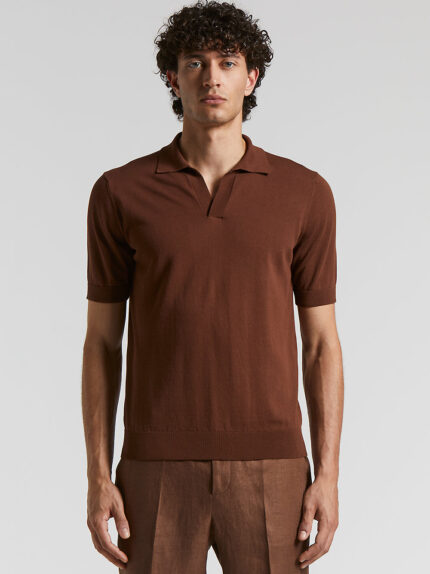 Peserico - Pure cotton polo shirt - Tobacco
