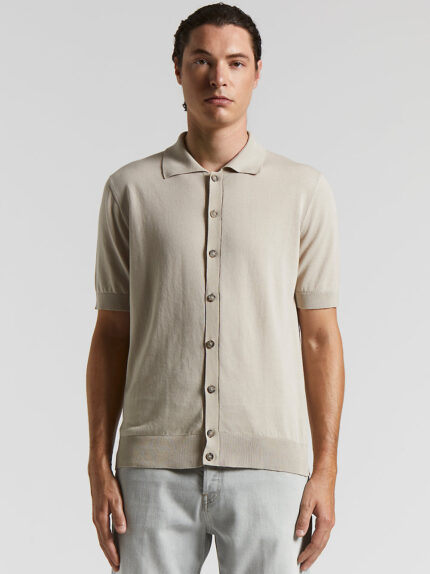 Peserico - Pure cotton polo cardigan - Dunes