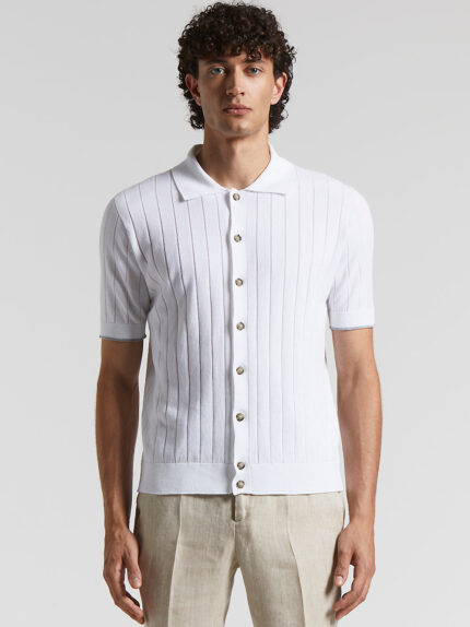 Peserico - Pure cotton polo cardigan - Pure White