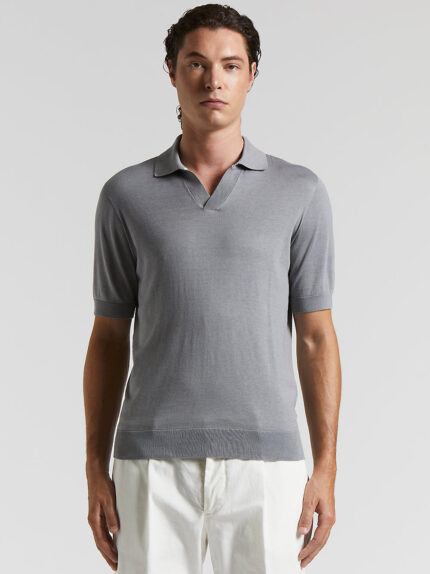 Peserico - Silk and cotton polo shirt - Lunar gray