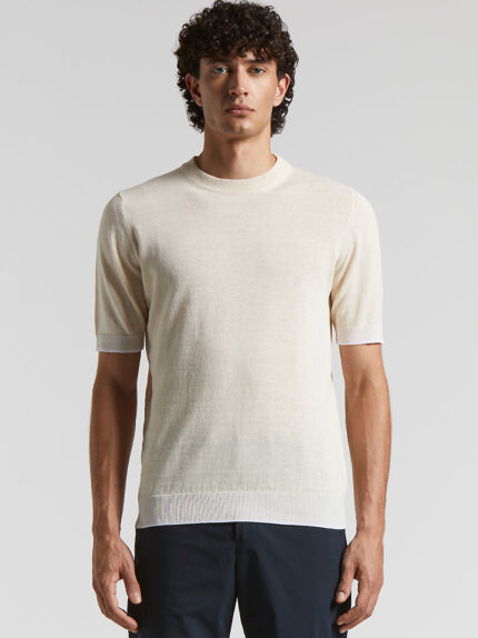 Peserico - Linen and cotton crepe t-shirt - Quartz sand