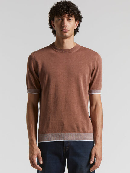 Peserico - Linen and cotton crepe t-shirt - Tobacco