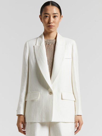 Peserico - Single-breasted blazer in pure linen gabardine - Cloud white