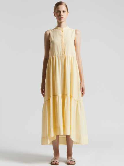 Peserico - Pure cotton voile long dress - Sunshine yellow