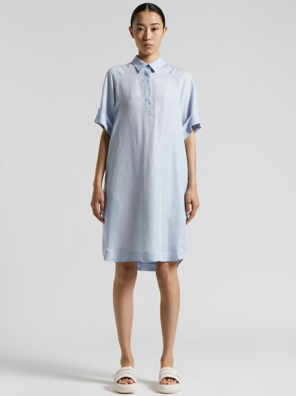 Peserico - Viscose linen midi dress - Atmosphere blue