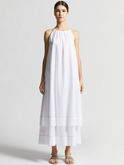 Peserico - Pure cotton voile long dress - Light white