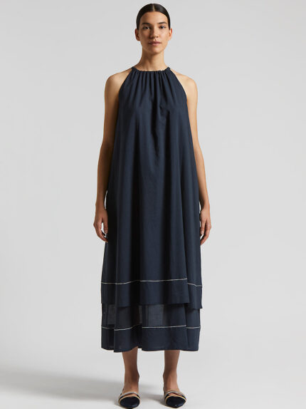 Peserico - Pure cotton voile long dress - Space blue