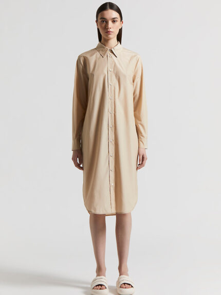 Peserico - Twisted cotton-blend poplin dress - Amber beige