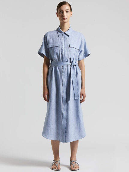 Peserico - Linen midi dress - Sunrise blue