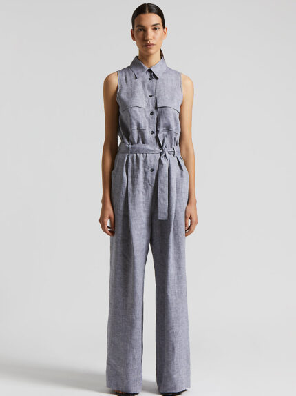 Peserico - Linen long jumpsuit - Blue