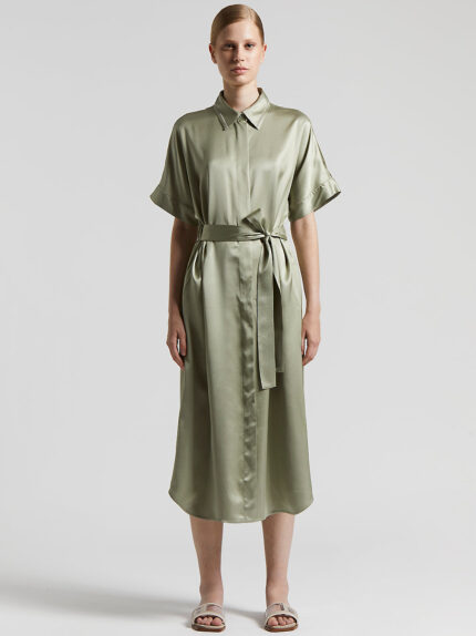 Peserico - Viscose satin midi dress - Eucalyptus