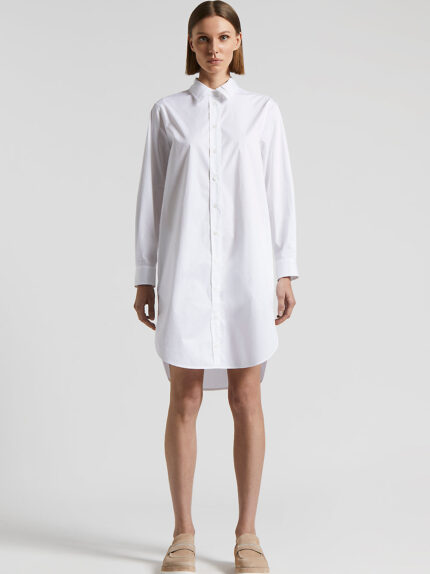 Peserico - Women's dress in light stretch cotton satin - Pure White