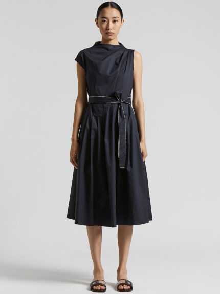 Peserico - Light stretch cotton satin dress - Space blue