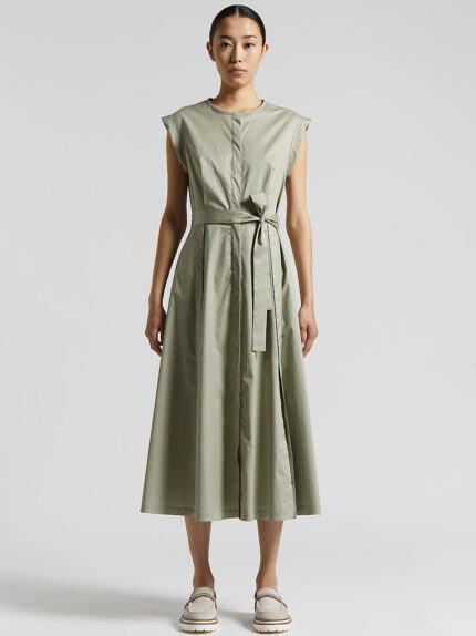 Peserico - Light stretch cotton satin dress - Eucalyptus