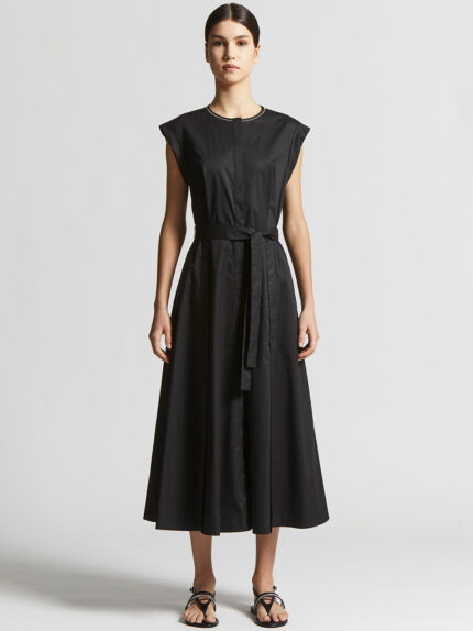 Peserico - Light stretch cotton satin dress - Black