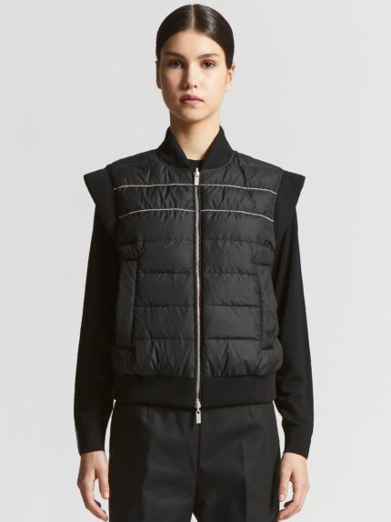 Peserico - Short sleeveless down jacket with bomber collar - Black