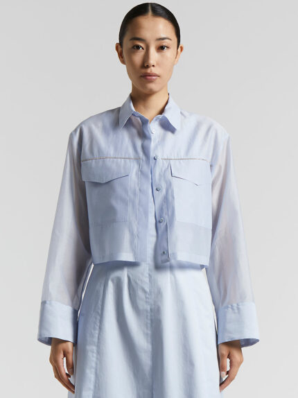 Peserico - Matt cotton-silk organza shirt - Sunrise blue