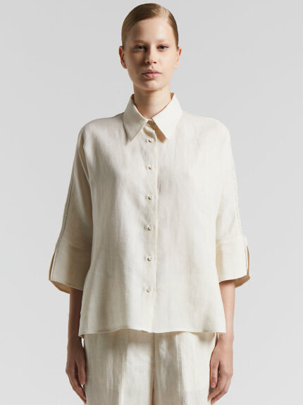 Peserico - Light and cool pure linen  shirt - Quartz sand