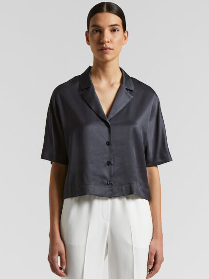 Peserico - Viscose satin shirt - Space blue