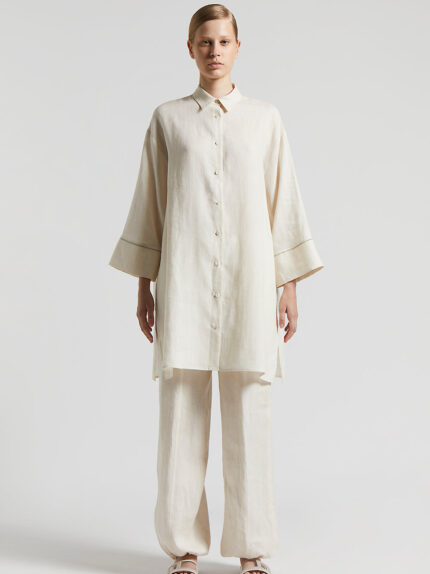 Peserico - Shirt in fresh, light pure linen - Quartz sand