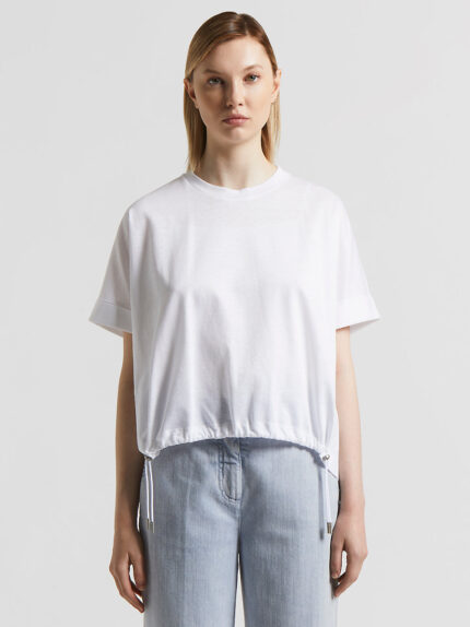 Peserico - Slub cotton linen piqué jersey t-shirt - Pure White