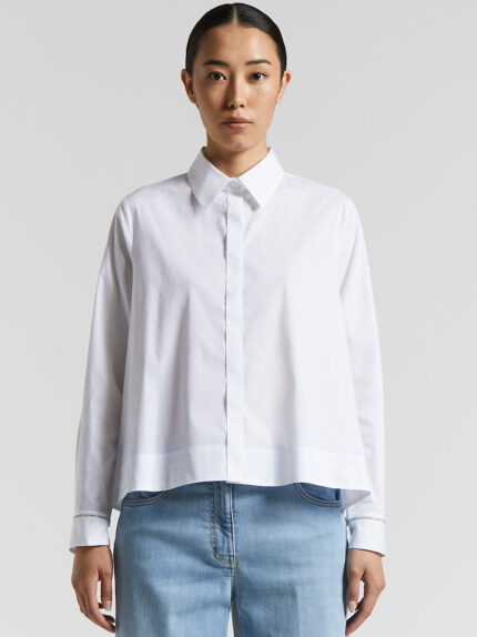 Peserico - Poplin and cotton voile shirt - Light white