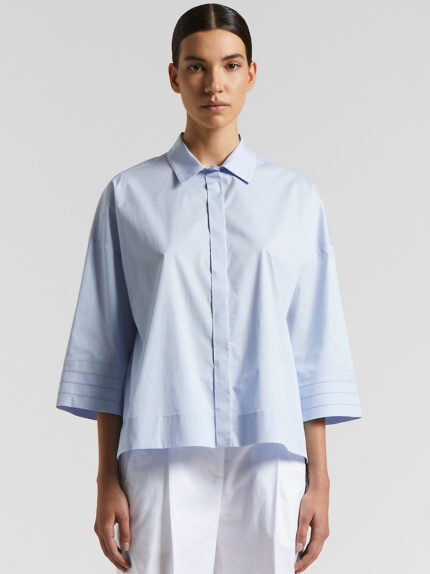 Peserico - shirt in light stretch cotton satin - Atmosphere blue
