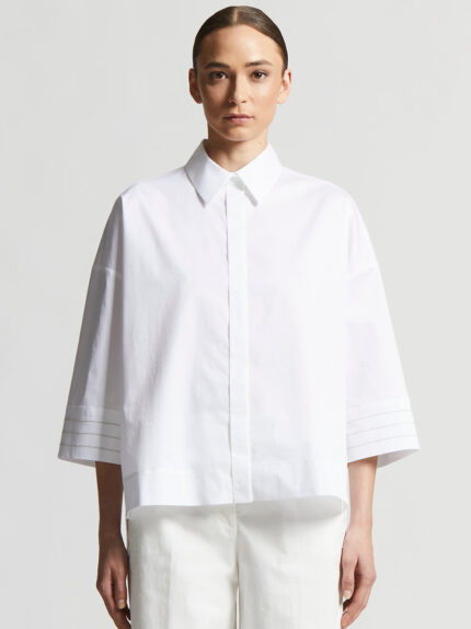 Peserico - shirt in light stretch cotton satin - Pure White