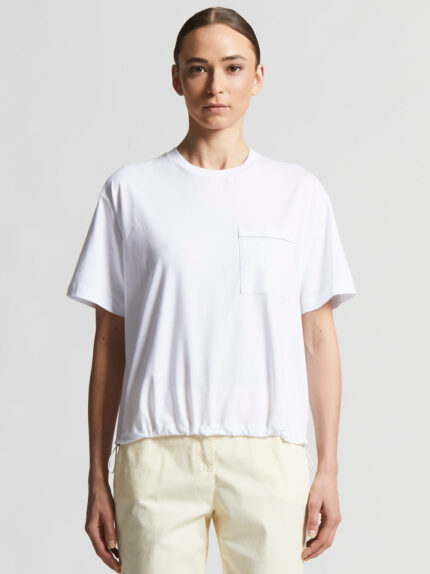 Peserico - Cotton jersey T-shirt with bi-elastic structure - Light white