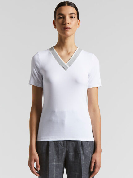 Peserico - Stretch micro-ribbed jersey T-shirt - Pure White