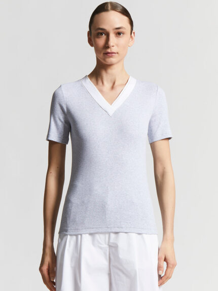 Peserico - Stretch micro-ribbed jersey T-shirt - Lunar gray