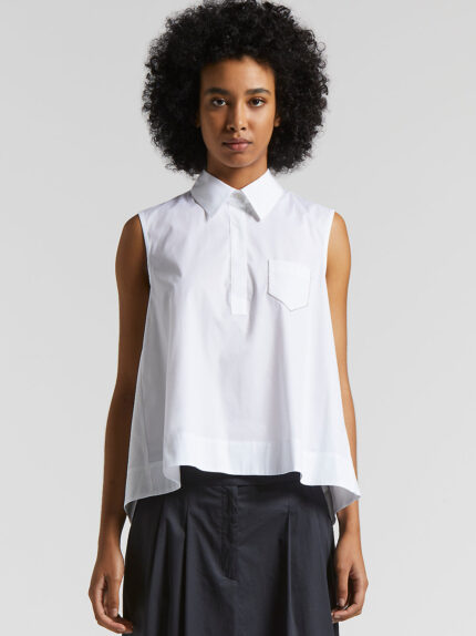 Peserico - Poplin and cotton voile top - Light white