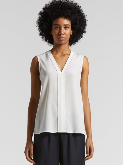 Peserico - Silk crepe de chine top - Natural white